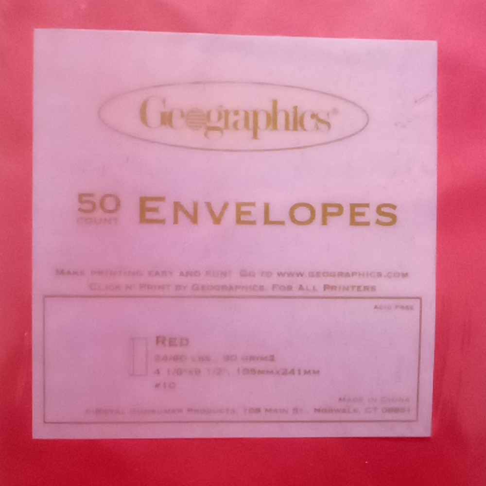 2/$15 Red #10 Envelopes 50 Ct Geographics